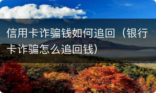 信用卡诈骗钱如何追回（银行卡诈骗怎么追回钱）