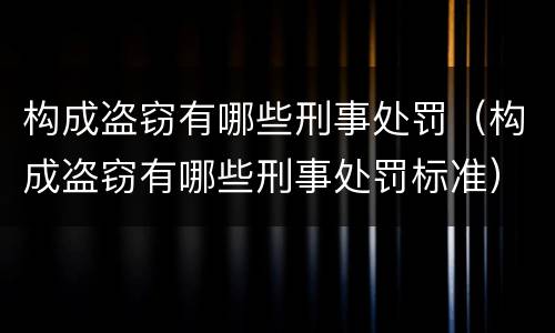 构成盗窃有哪些刑事处罚（构成盗窃有哪些刑事处罚标准）