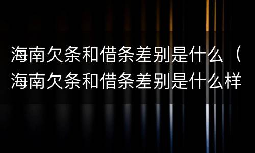 海南欠条和借条差别是什么（海南欠条和借条差别是什么样的）