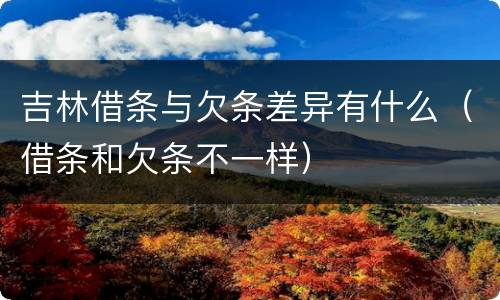 吉林借条与欠条差异有什么（借条和欠条不一样）