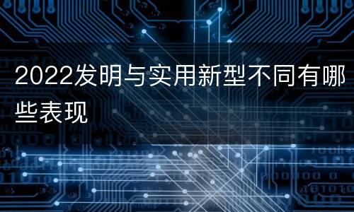 2022发明与实用新型不同有哪些表现