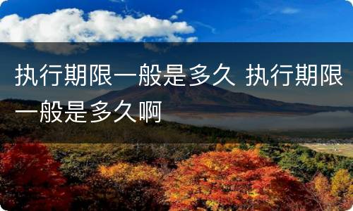 执行期限一般是多久 执行期限一般是多久啊
