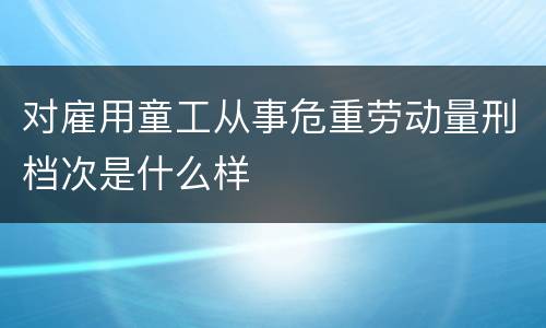 对雇用童工从事危重劳动量刑档次是什么样