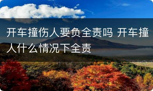 开车撞伤人要负全责吗 开车撞人什么情况下全责
