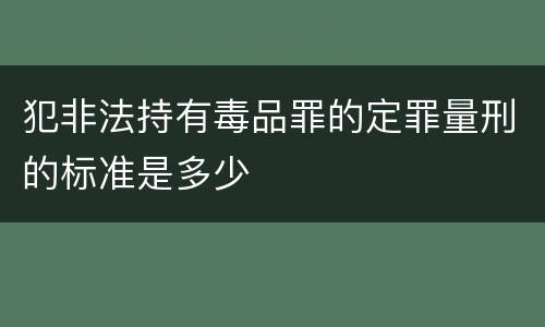 犯非法持有毒品罪的定罪量刑的标准是多少