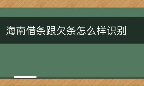 海南借条跟欠条怎么样识别