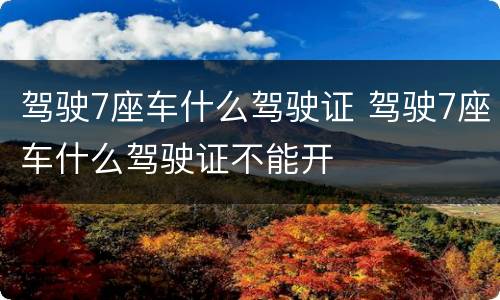 驾驶7座车什么驾驶证 驾驶7座车什么驾驶证不能开