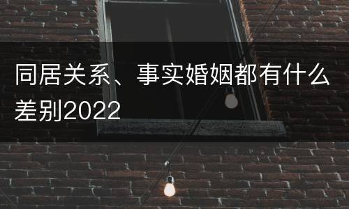 同居关系、事实婚姻都有什么差别2022