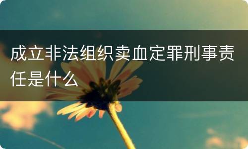 成立非法组织卖血定罪刑事责任是什么