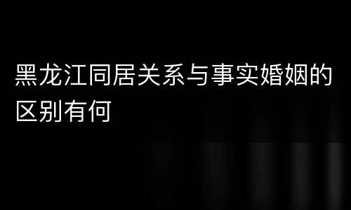 黑龙江同居关系与事实婚姻的区别有何