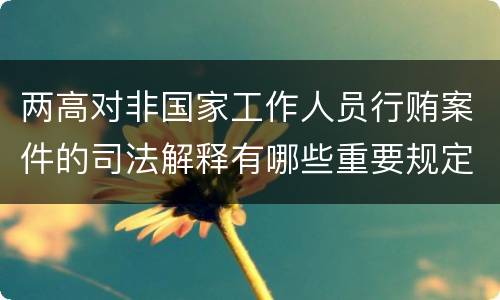 两高对非国家工作人员行贿案件的司法解释有哪些重要规定