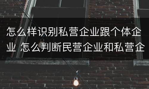 怎么样识别私营企业跟个体企业 怎么判断民营企业和私营企业
