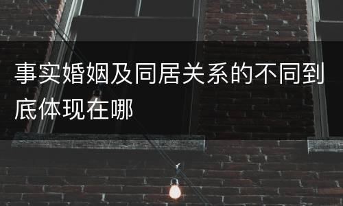 事实婚姻及同居关系的不同到底体现在哪