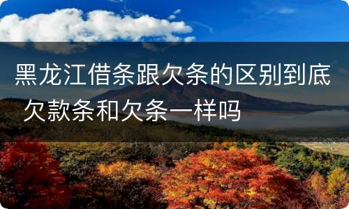 黑龙江借条跟欠条的区别到底 欠款条和欠条一样吗