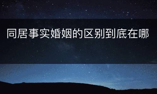 同居事实婚姻的区别到底在哪