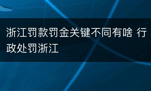 浙江罚款罚金关键不同有啥 行政处罚浙江