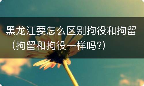 黑龙江要怎么区别拘役和拘留（拘留和拘役一样吗?）