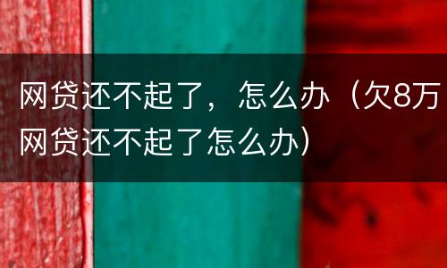 网贷还不起了，怎么办（欠8万网贷还不起了怎么办）