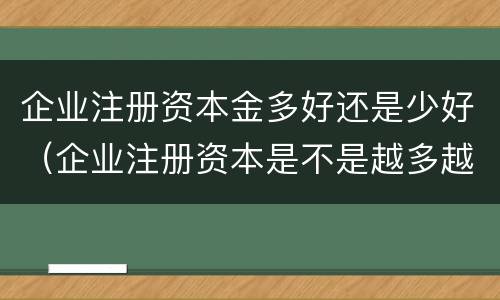 企业注册资本金多好还是少好（企业注册资本是不是越多越好）