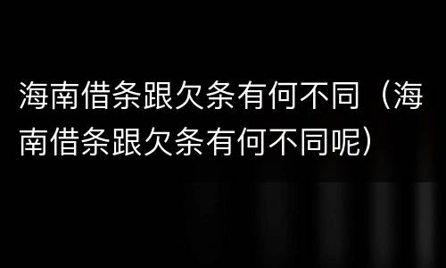 海南借条跟欠条有何不同（海南借条跟欠条有何不同呢）