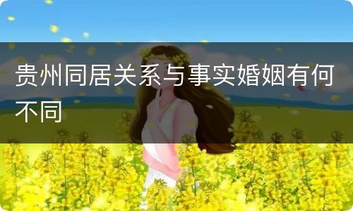 贵州同居关系与事实婚姻有何不同
