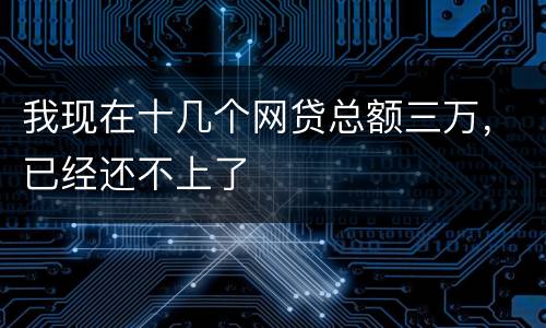 我现在十几个网贷总额三万，已经还不上了