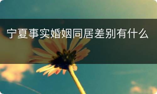 宁夏事实婚姻同居差别有什么