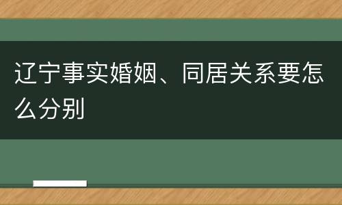 辽宁事实婚姻、同居关系要怎么分别