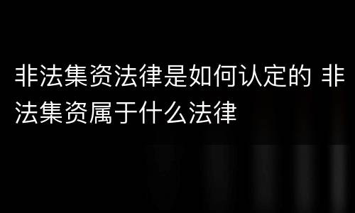 非法集资法律是如何认定的 非法集资属于什么法律
