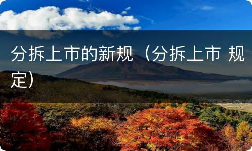 分拆上市的新规（分拆上市 规定）