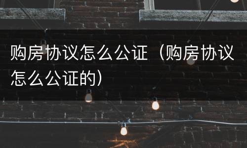 购房协议怎么公证（购房协议怎么公证的）