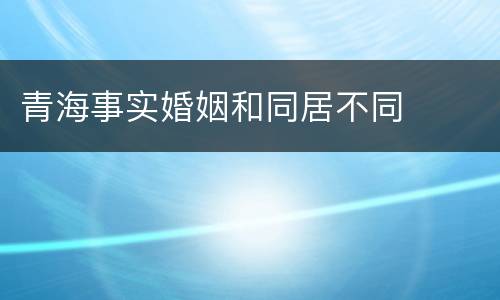 青海事实婚姻和同居不同