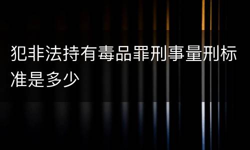 犯非法持有毒品罪刑事量刑标准是多少