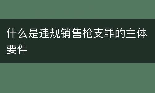 什么是违规销售枪支罪的主体要件