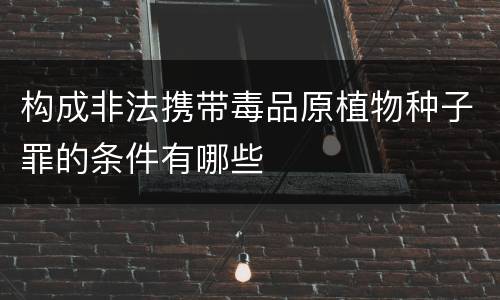 构成非法携带毒品原植物种子罪的条件有哪些