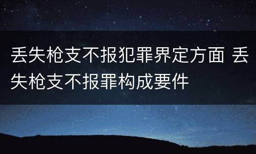 丢失枪支不报犯罪界定方面 丢失枪支不报罪构成要件