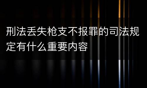 刑法丢失枪支不报罪的司法规定有什么重要内容