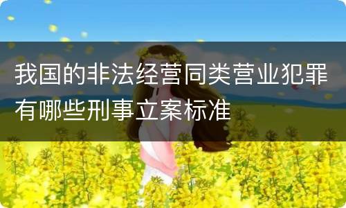 我国的非法经营同类营业犯罪有哪些刑事立案标准