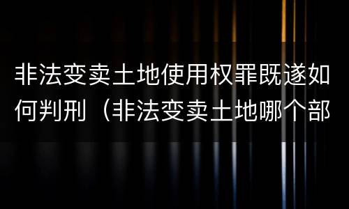 非法变卖土地使用权罪既遂如何判刑（非法变卖土地哪个部门管辖?）