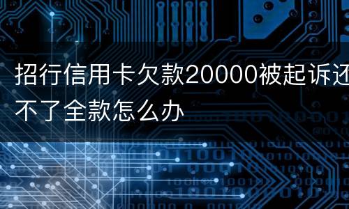 招行信用卡欠款20000被起诉还不了全款怎么办