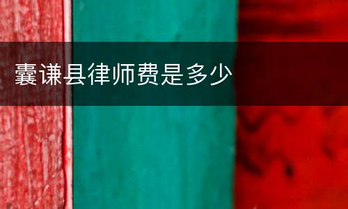 囊谦县律师费是多少