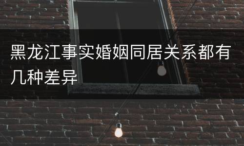 黑龙江事实婚姻同居关系都有几种差异