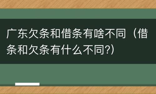 广东欠条和借条有啥不同（借条和欠条有什么不同?）