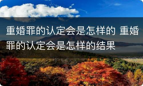 重婚罪的认定会是怎样的 重婚罪的认定会是怎样的结果