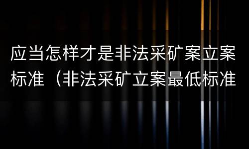 应当怎样才是非法采矿案立案标准（非法采矿立案最低标准）