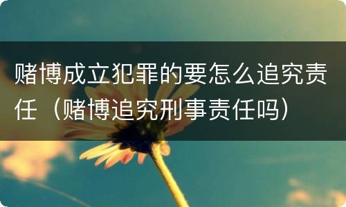 赌博成立犯罪的要怎么追究责任（赌博追究刑事责任吗）