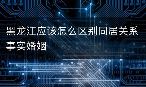 黑龙江应该怎么区别同居关系事实婚姻