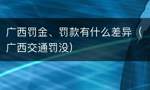 广西罚金、罚款有什么差异（广西交通罚没）
