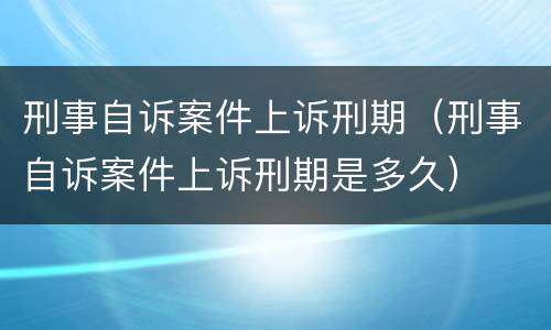刑事自诉案件上诉刑期（刑事自诉案件上诉刑期是多久）