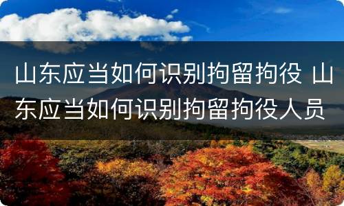 山东应当如何识别拘留拘役 山东应当如何识别拘留拘役人员